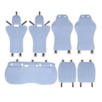 Light blue quilted faux leather car floor mat set with diamond stitching.