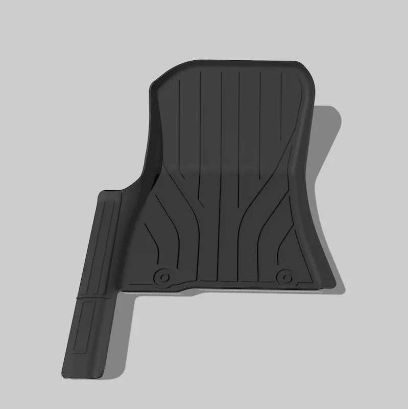 Black heavy-duty TPE custom-fit car floor mat with anti-slip textured pattern.