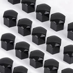 Set of black glossy plastic protective caps for automotive parts