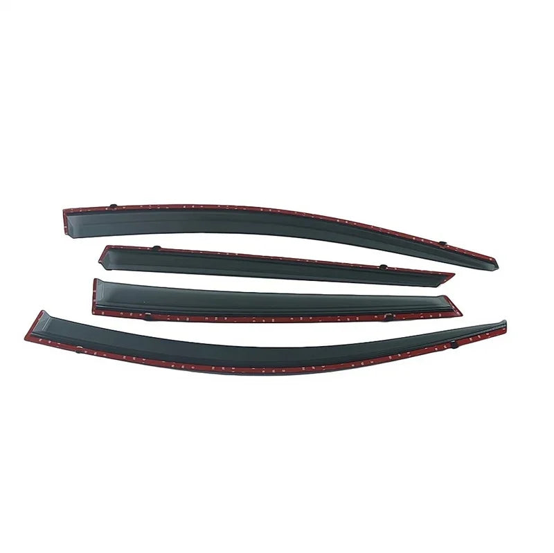 Set of four black anti-slip door sill protectors with distinctive red decorative edges.