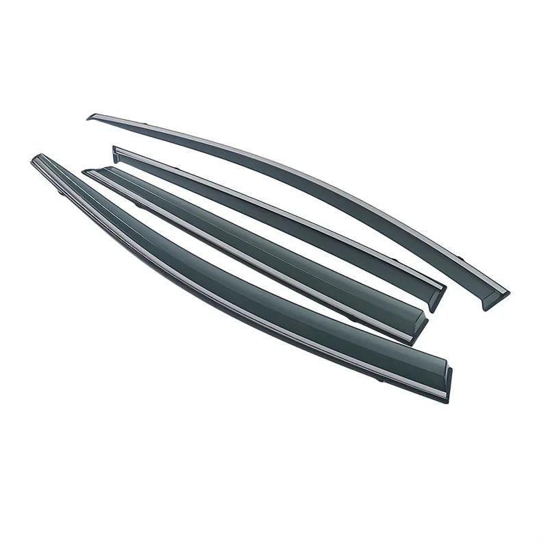 Sleek black chrome-finished window trim moldings for car door frames.