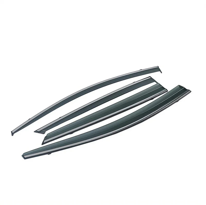 Set of sleek black matte window rain guards for BYD vehicle protection.