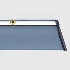 Sleek dark tinted car window visor with a premium chrome silver trim strip.