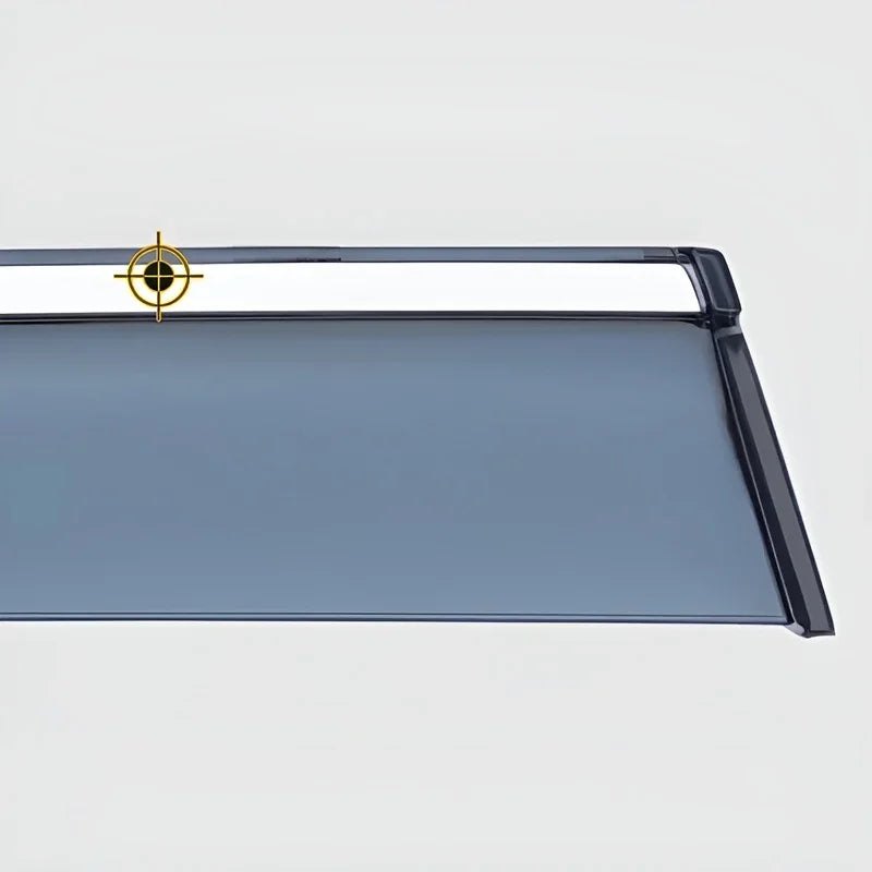 Sleek dark tinted car window visor with a premium chrome silver trim strip.