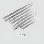 Set of silvery chrome trim strips for car exterior styling