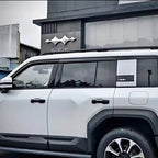 White BYD SUV featuring sleek black door handles and premium dark-tinted side windows.