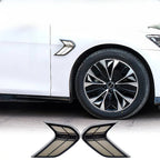 Sleek chrome and black side fender vent accents for white BYD vehicles.