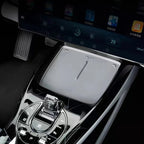 White premium leather center console cover for BYD interior protection.
