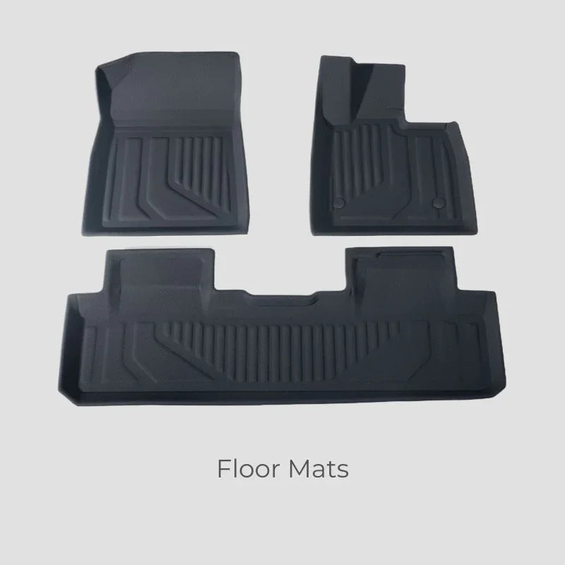 Set of black durable waterproof all-weather rubber car floor mats with deep grooves