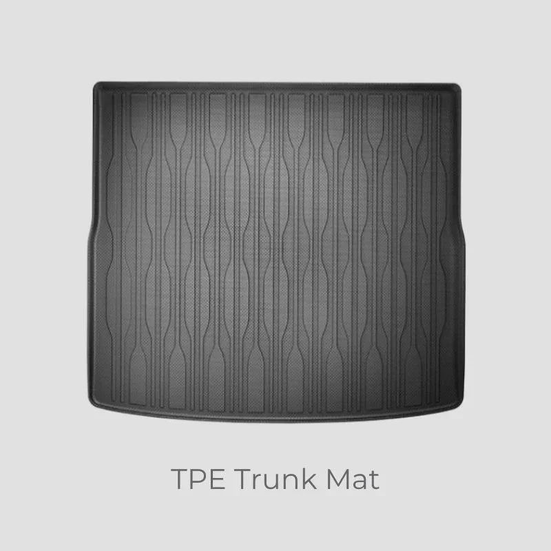 Black TPE trunk mat featuring a durable, textured non-slip surface for cargo protection.