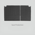 Black heavy-duty rubber seat protection mats for car interior durability.