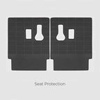 Black heavy-duty rubber seat protection covers for car seats with custom fit cutouts.