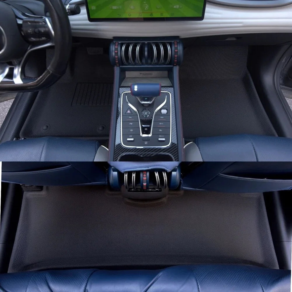 Premium black carbon fiber texture center console trim for BYD interior enhancement.