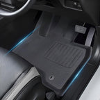 Custom-fit black textured TPE car floor mats with anti-slip surface for vehicle interior protection