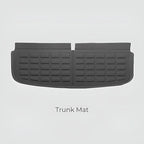 Professional grey rubber trunk mat with a grid-patterned non-slip surface for car protection.