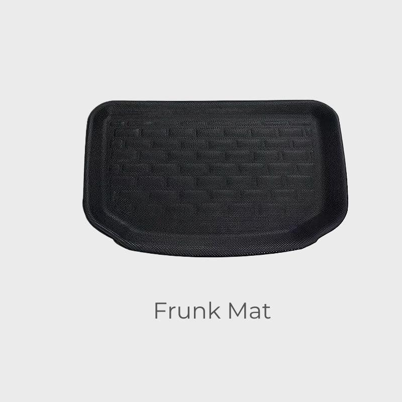 Black textured TPE frunk mat for BYD, featuring a durable anti-slip pattern.