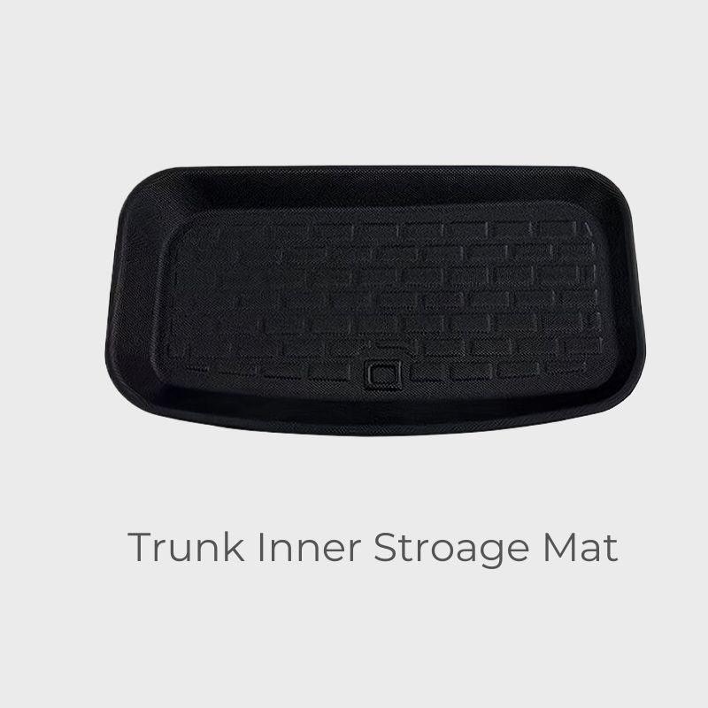 Black textured TPE trunk inner storage mat for durable car cargo protection.
