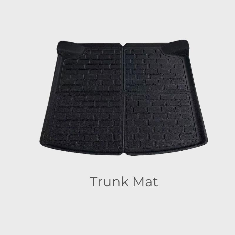Black heavy-duty TPE trunk mat with a durable anti-slip textured pattern for car protection.