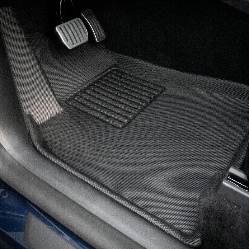 Professional black textured carbon fiber car floor mats for interior protection