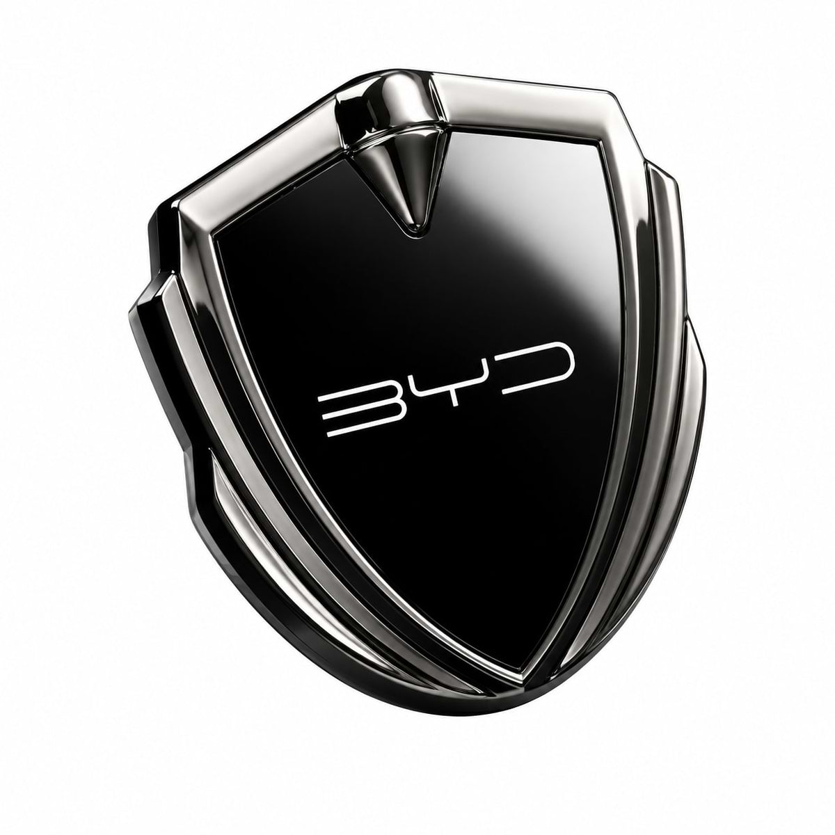 Black Mirror 3D metal BYD shield emblem sticker for BYD Seal DM-i, Dolphin, Atto 3, Sealion 6, Sealion 7, Song Plus, Han, and Tang. black