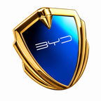 Black Mirror 3D metal BYD shield emblem sticker for BYD Seal DM-i, Dolphin, Atto 3, Sealion 6, Sealion 7, Song Plus, Han, and Tang. silver blue