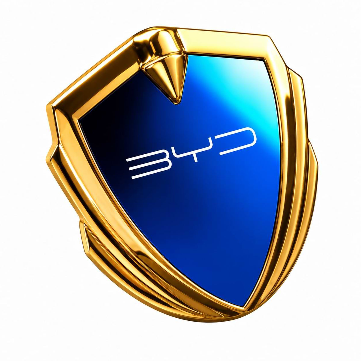 Black Mirror 3D metal BYD shield emblem sticker for BYD Seal DM-i, Dolphin, Atto 3, Sealion 6, Sealion 7, Song Plus, Han, and Tang. silver blue