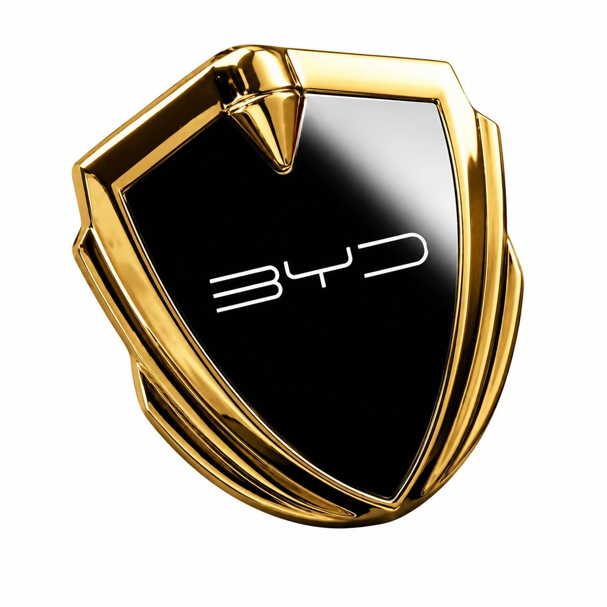 Black Mirror 3D metal BYD shield emblem sticker for BYD Seal DM-i, Dolphin, Atto 3, Sealion 6, Sealion 7, Song Plus, Han, and Tang. silver