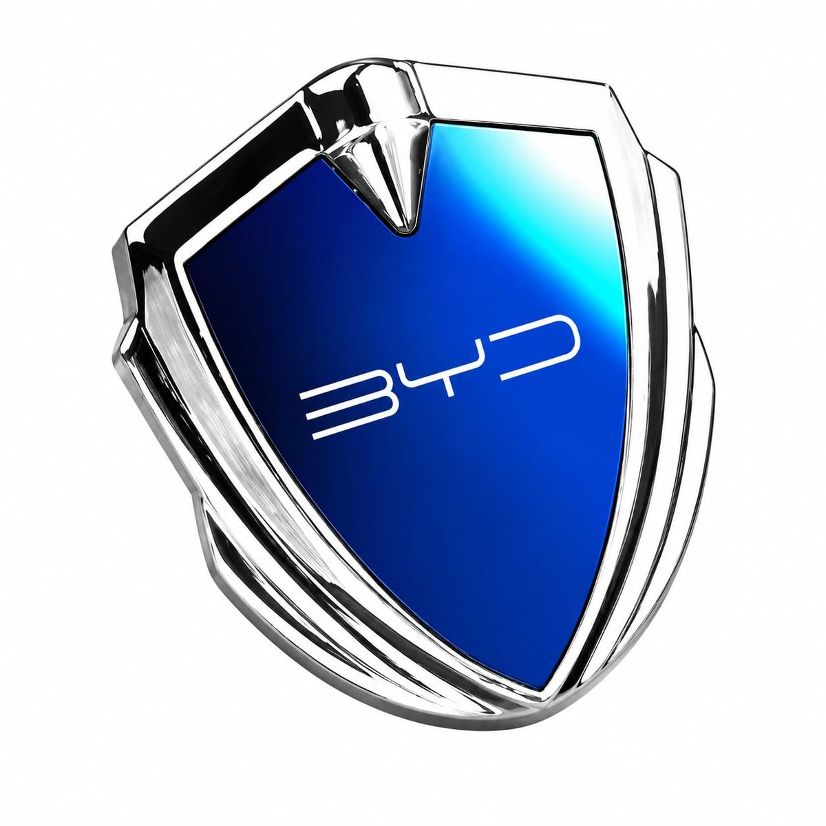 Black Mirror 3D metal BYD shield emblem sticker for BYD Seal DM-i, Dolphin, Atto 3, Sealion 6, Sealion 7, Song Plus, Han, and Tang. silver