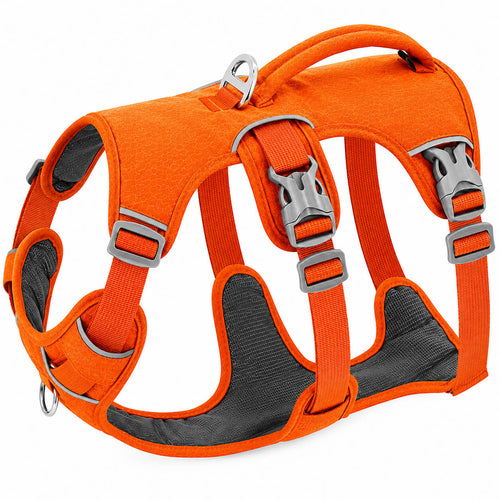 Adjustable No Pull Dog Harness with Handle orange