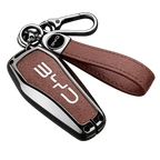 Premium BYD Leather Metal Car Keychain & Smart Key Case