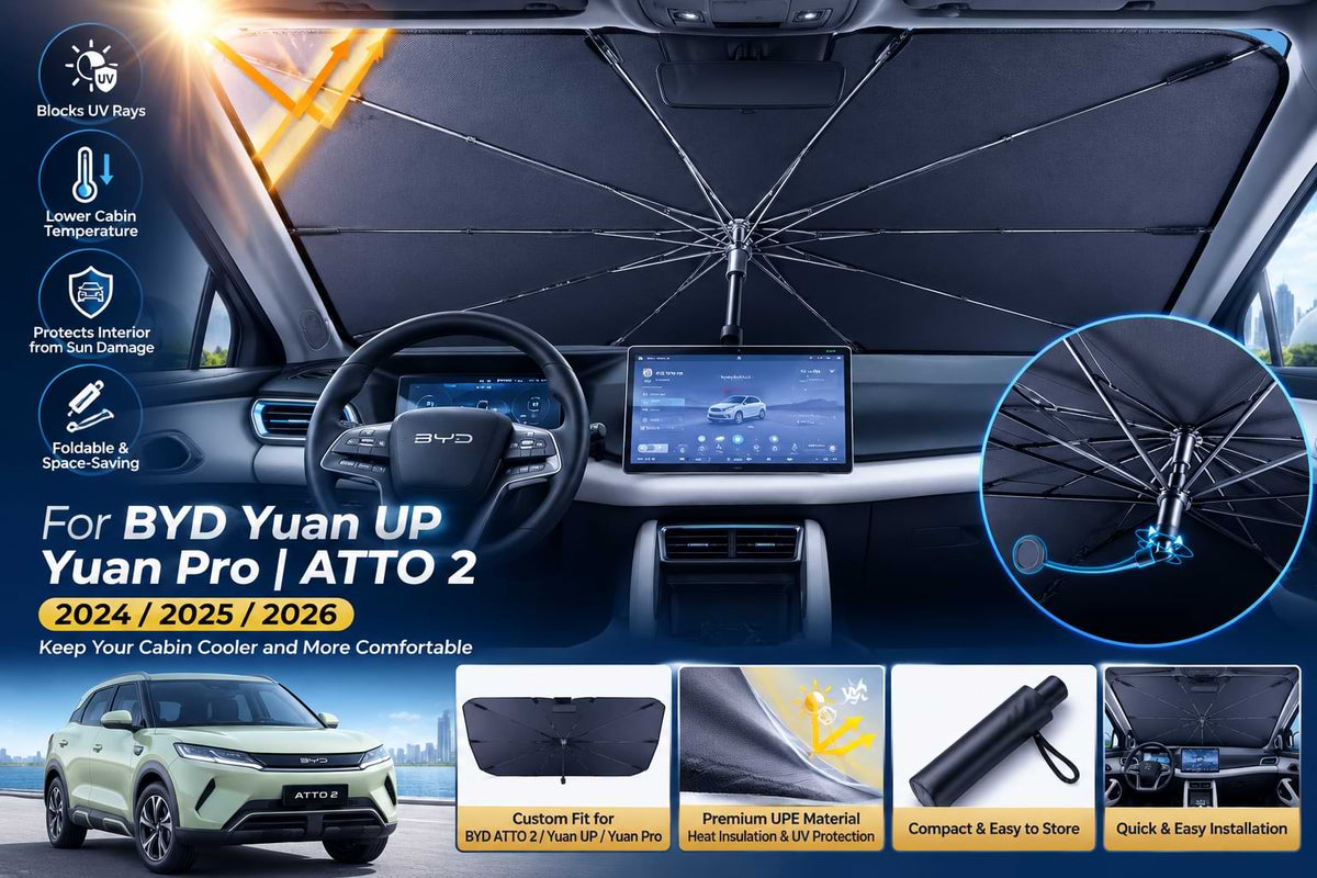 YD ATTO 2 Yuan Up Yuan Pro 2024-2026 Windshield Sunshade Installed
