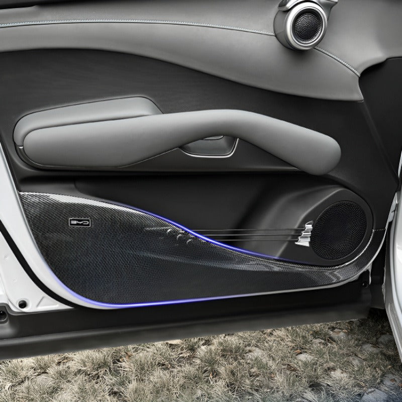Carbon fiber textured door kick guard for BYD ATTO 3 AUTOEVEX