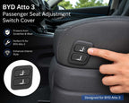 BYD Atto 3 Passenger Seat Adjustment Switch Cover installed on passenger seat for interior protection