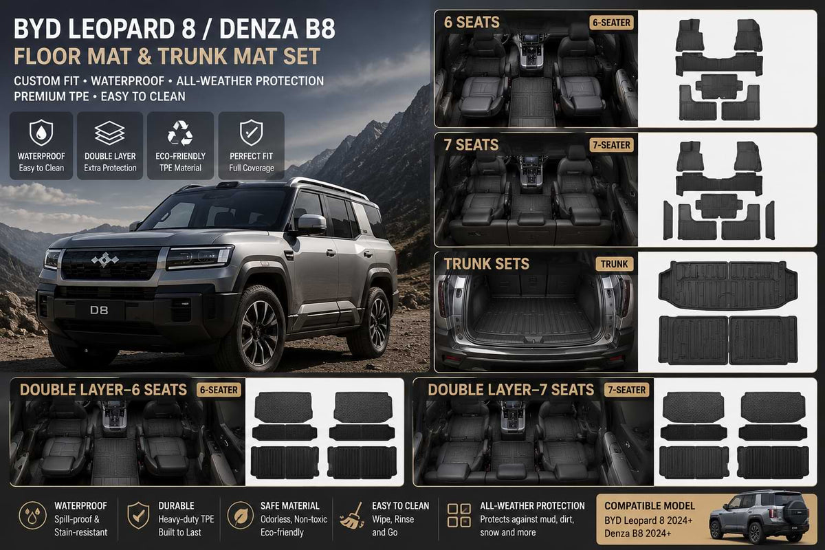 Custom all-weather floor mats for BYD Leopard 8 2024+ interior protection