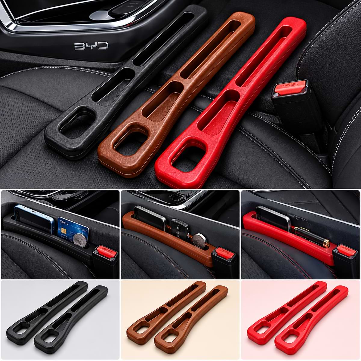 2PCS Universal Car Seat Gap Filler for BYD | Leak Proof Seat Gap Organizer