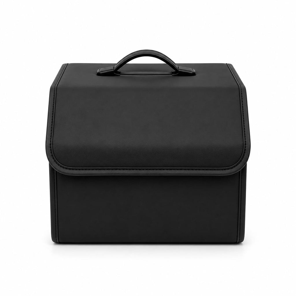 byd Black leather briefcase on a white background