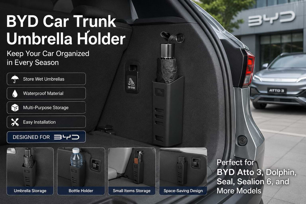 BYD Car Umbrella Organizer Multi-Purpose Storage Box Cup & Bottle Holder Interior