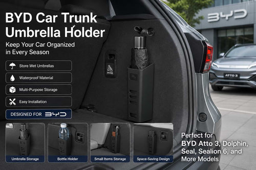 BYD Car Umbrella Organizer Multi-Purpose Storage Box Cup & Bottle Holder Interior