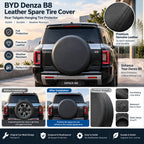 Premium leather spare tire cover for BYD Denza B8, designed to protect the rear-mounted spare tire from dust, rain, sunlight, scratches, and everyday wear while giving the vehicle a cleaner appearance.