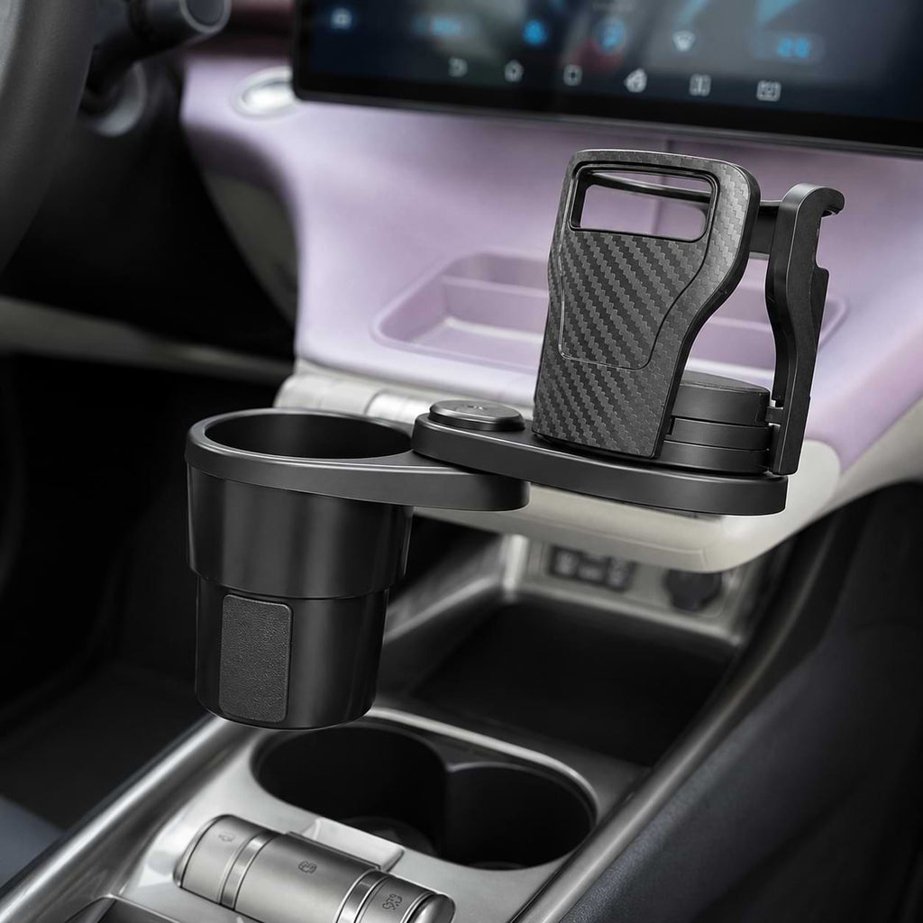 BYD Dolphin 360° rotating cup holder expander with mobile phone holder installed in vehicle center console