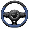 Black leather steering wheel cover installed on a BYD Dolphin with a 38cm Type D steering wheel.