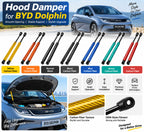 BYD Dolphin hood damper with yellow orange black blue green and red carbon fiber options