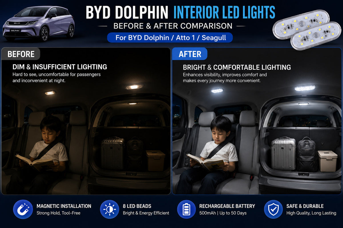 BYD Dolphin Roof LED Reading Lights for Rear Seat & Trunk | Fits Atto 1