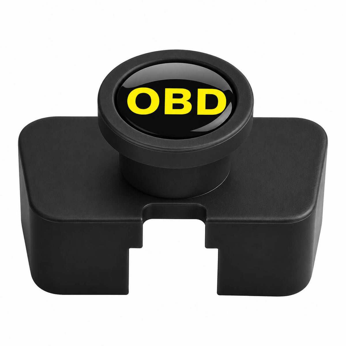 BYD Dolphin black OBD charging port protective cover isolated on a white background. black