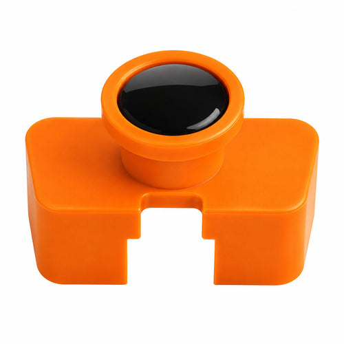 BYD Dolphin black OBD charging port protective cover isolated on a white background. orange