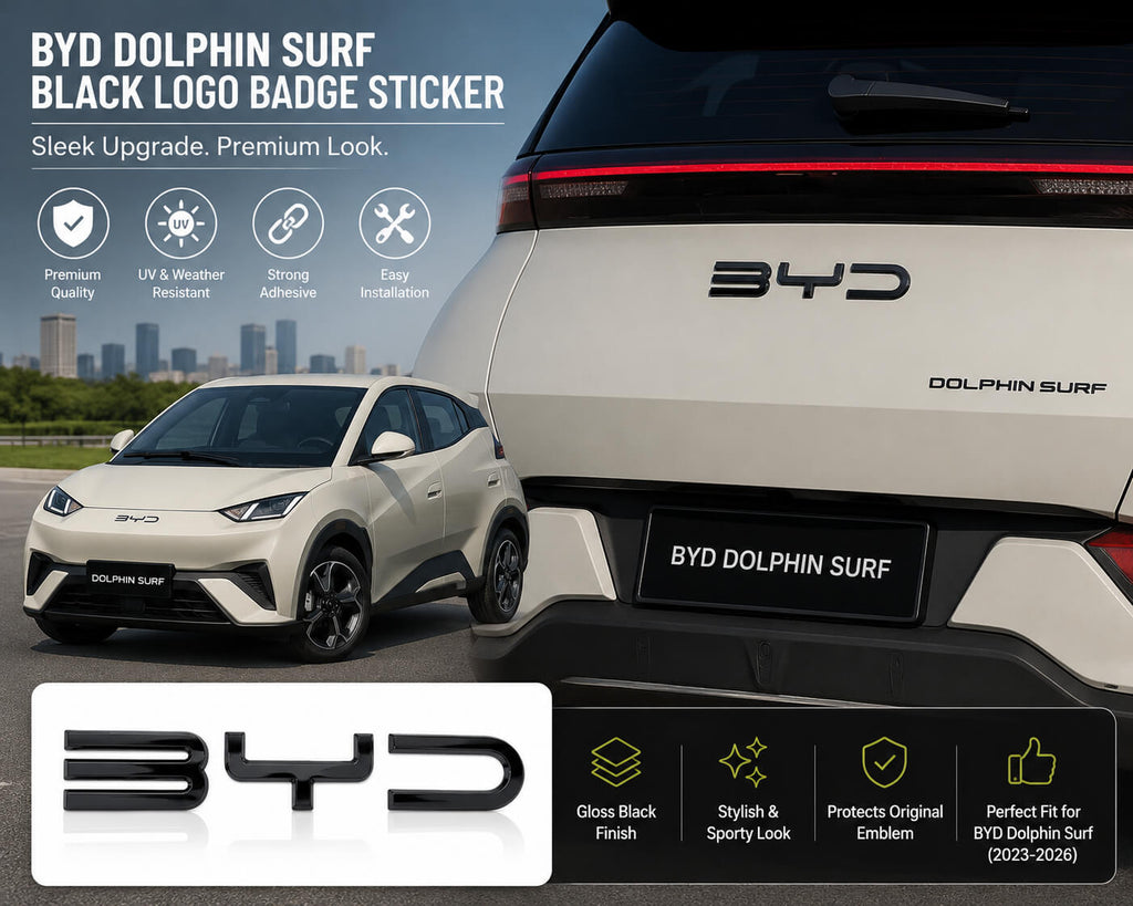 BYD Dolphin Surf Black Car Logo Badge Sticker for 2023-2025 Models