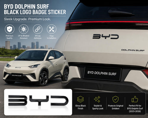 BYD Dolphin Surf Black Car Logo Badge Sticker for 2023-2025 Models