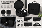 Black square byd ev  charging cable storage bag with carry handle and zipper closure