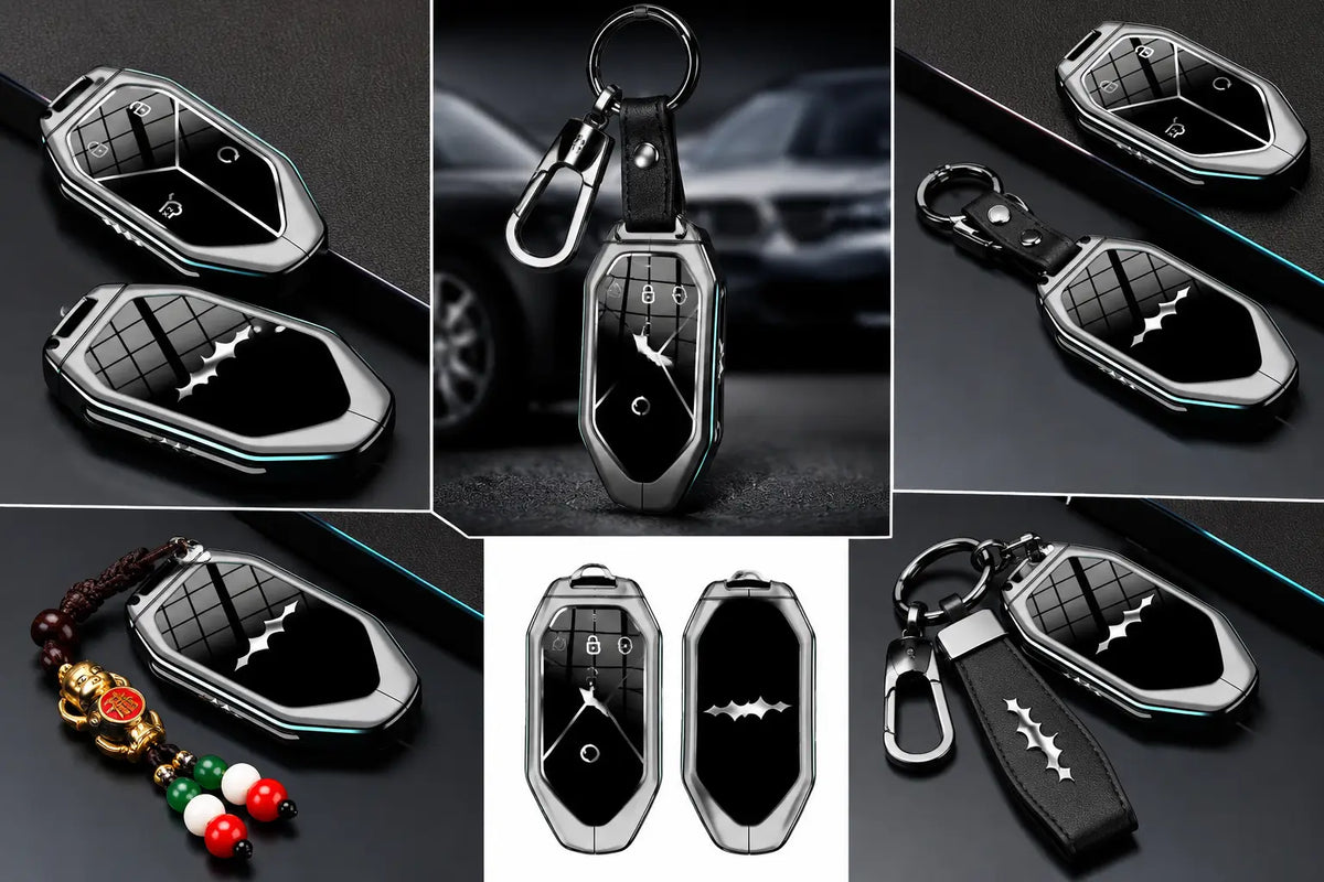 BYD Formula Leopard 5/8 Titanium 3/7 Leather Key Case | Zinc Alloy Remote Key Fob Cover