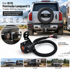 BYD Formula Leopard 5 trailer wiring harness installed at rear tow hitch